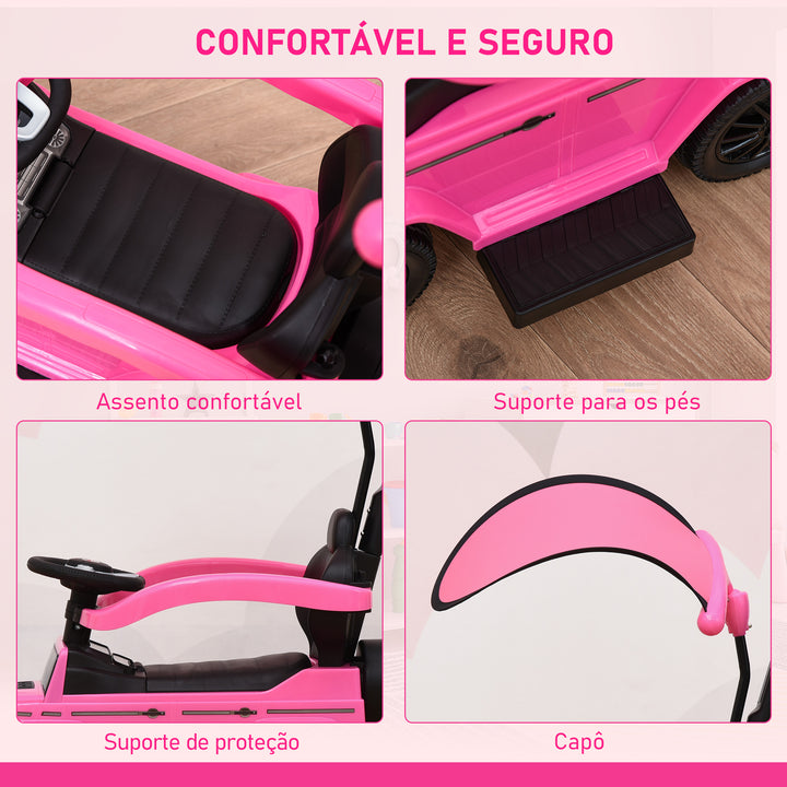 Carro de Passeio Carro Andador para Crianças acima de 12 Meses Mercedes G350 com Buzina Capô Removível Encosto e Suporte de Proteção 85,5x40,5x95 cm Rosa