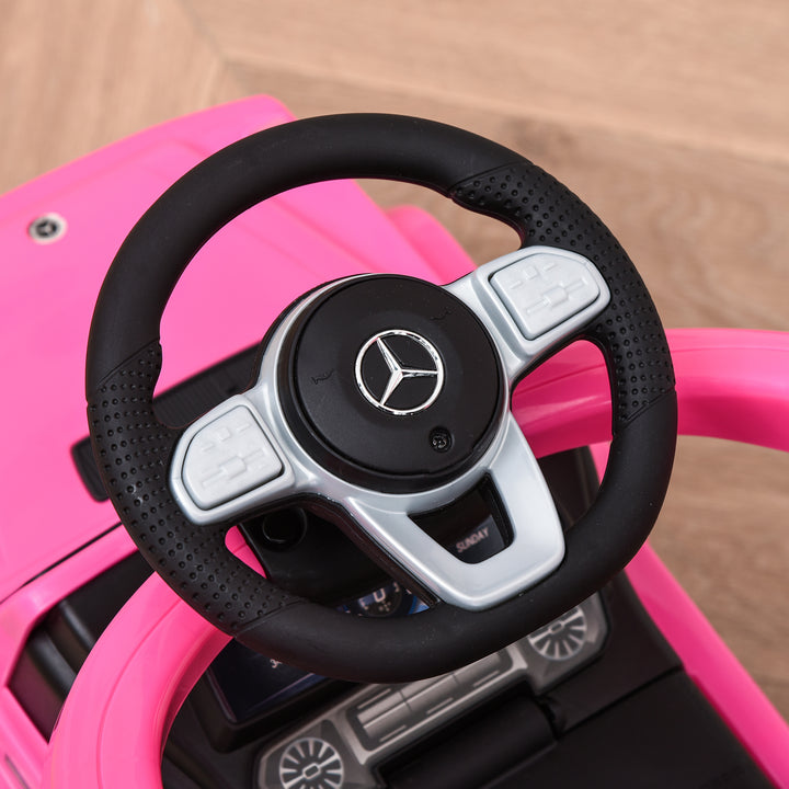 Carro de Passeio Carro Andador para Crianças acima de 12 Meses Mercedes G350 com Buzina Capô Removível Encosto e Suporte de Proteção 85,5x40,5x95 cm Rosa