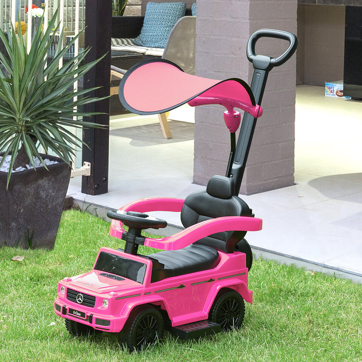 Carro de Passeio Carro Andador para Crianças acima de 12 Meses Mercedes G350 com Buzina Capô Removível Encosto e Suporte de Proteção 85,5x40,5x95 cm Rosa