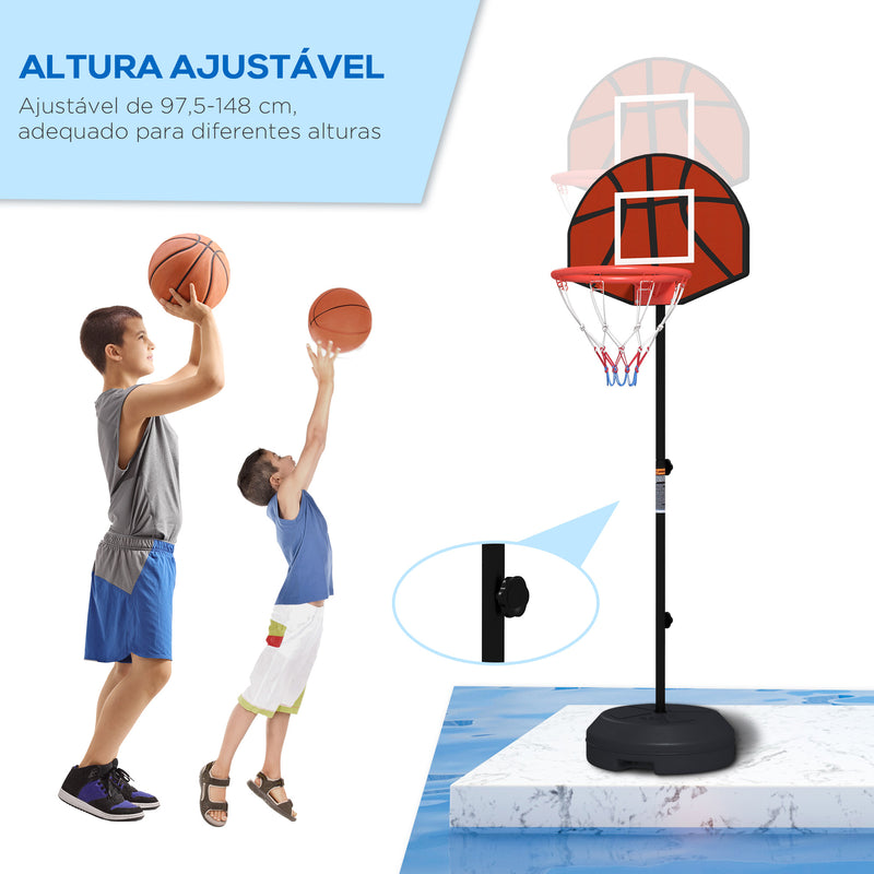 Tabela de Basquetebol com Altura Ajustável 129-179 cm Aro de Basquetebol com Alvo Magnético e Dardos Base Reenchível Ø38x129-179 cm Preto