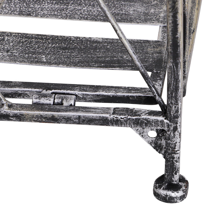 Suporte para Plantas Dobrável Suporte para Vasos de Plantas de 3 Níveis com Estrutura de Metal Suporte para Flores de Metal para Interior e Exterior 44x25x96 cm Prata