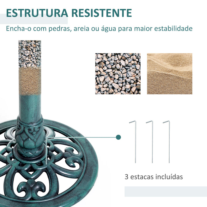 Banho para Pássaros de Jardim ao Ar Livre Altura 70 cm Bebedouro com Design de Flor-de-Lis e Acabamento Envelhecido Leve e Resistente Verde