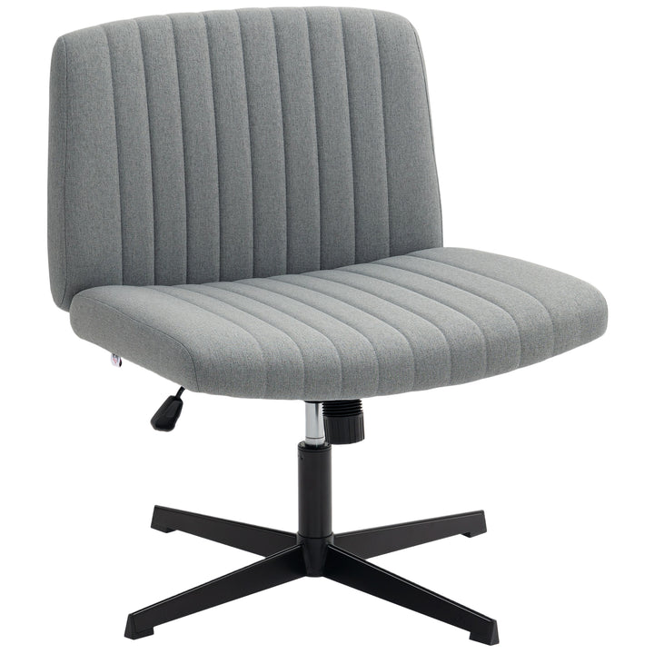 Cadeira de Escritório sem Apoio para os Braços Cadeira de Secretária Giratória com Função Basculante Altura Ajustável sem Rodas para Quarto Sala de Estar 61x64x76-86 cm Cinzento