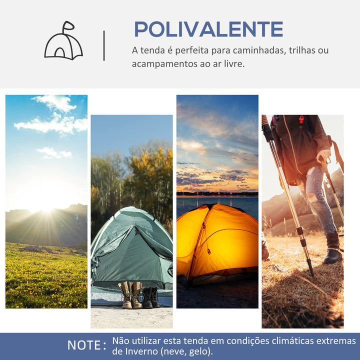 Tenda de Campismo para 6-8 Pessoas com 4 Telas Mosquiteiras 2 Painéis de Tecido Oxford e Bolsa de Transporte para Campismo Viagens 350x350x230cm Branco e Azul