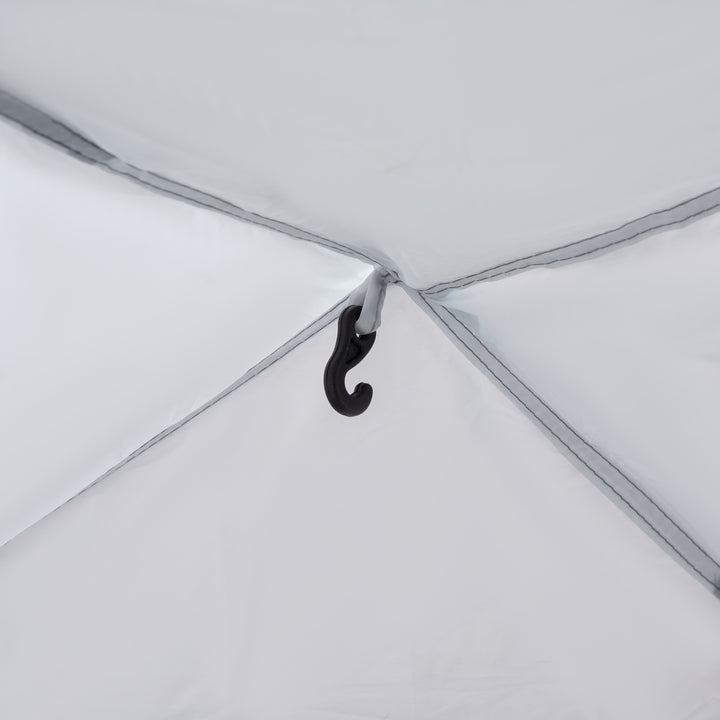 Tenda de Campismo para 6-8 Pessoas com 4 Telas Mosquiteiras 2 Painéis de Tecido Oxford e Bolsa de Transporte para Campismo Viagens 350x350x230cm Branco e Azul