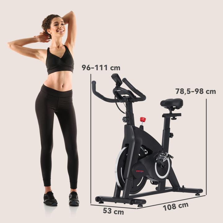 Bicicleta Estática Bicicleta Fitness com Volante de Inércia de 15 kg Ecrã LED Guiador e Assento Ajustável Carga 120 kg para Casa Ginásio 108x53x111 cm Preto
