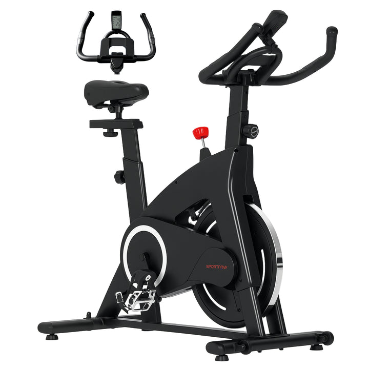 Bicicleta Estática Bicicleta Fitness com Volante de Inércia de 15 kg Ecrã LED Guiador e Assento Ajustável Carga 120 kg para Casa Ginásio 108x53x111 cm Preto