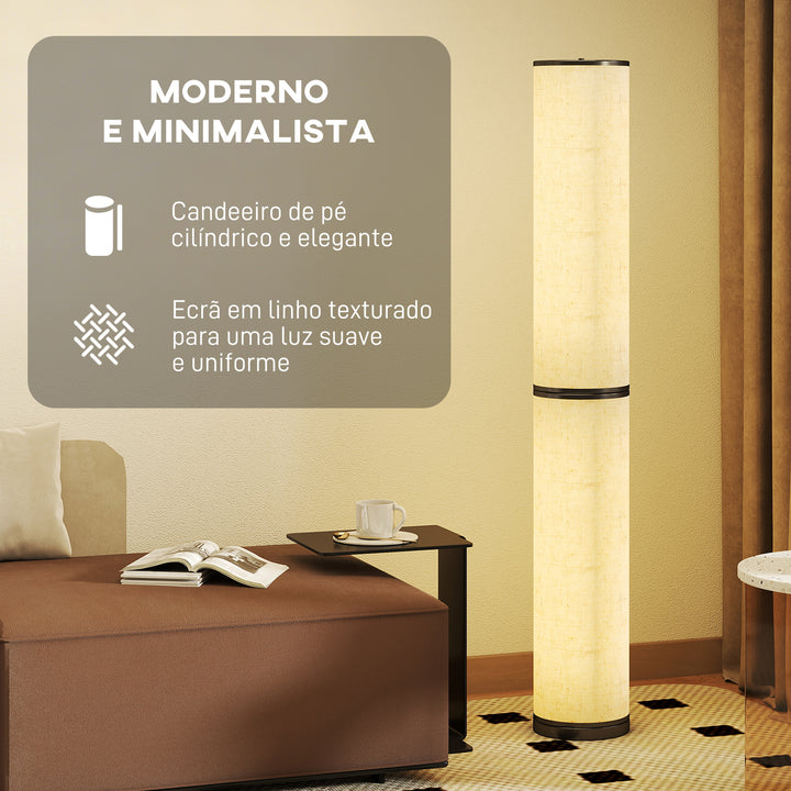 Candeeiro de Pé Moderno Candeeiro de Sala com Brilho Temperaturas de Cor Ajustáveis 3000K-6000K Controle Remoto Magnético Temporizador para Quarto Escritório Decoração Ø20x135 cm Bege