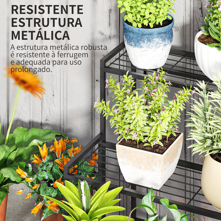 Suporte para Plantas de 3 Níveis Estante para Plantas de Canto com Design em Escada para Interior e Exterior 75x70x66 cm Preto