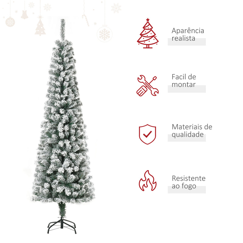 Árvore de Natal 180 cm Árvore de Natal Artificial Nevado com 492 Ramos e Suporte de Metal Árvore de Natal para Sala de Estar Verde e Branco