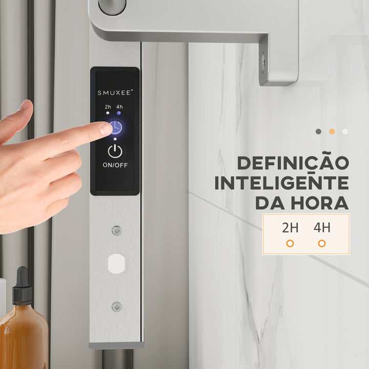 Toalheiro Elétrico de Parede ou Solo 150 W Aquecedor de Toalhas de Liga de Alumínio com Função de Temporizador e 8 Barras para Casa de Banho 53x35x90 cm Prata