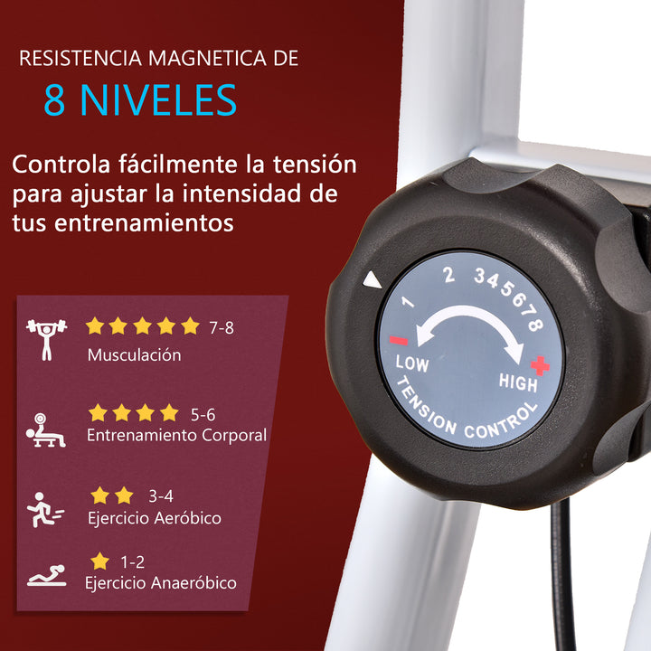 Bicicleta Estática Dobrável com assento ajustável Ecrã LCD Aço 43x97x109 cm Vermelho