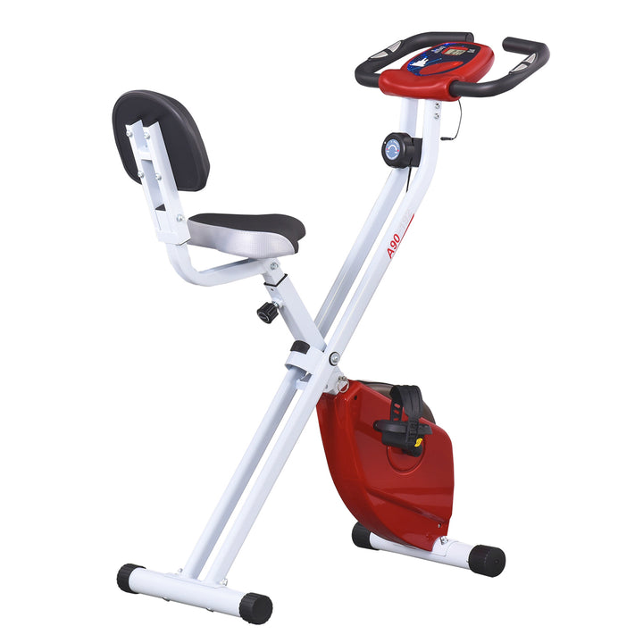 Bicicleta Estática Dobrável com assento ajustável Ecrã LCD Aço 43x97x109 cm Vermelho
