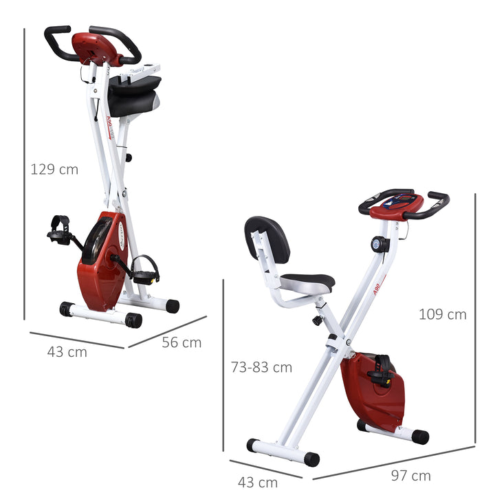 Bicicleta Estática Dobrável com assento ajustável Ecrã LCD Aço 43x97x109 cm Vermelho