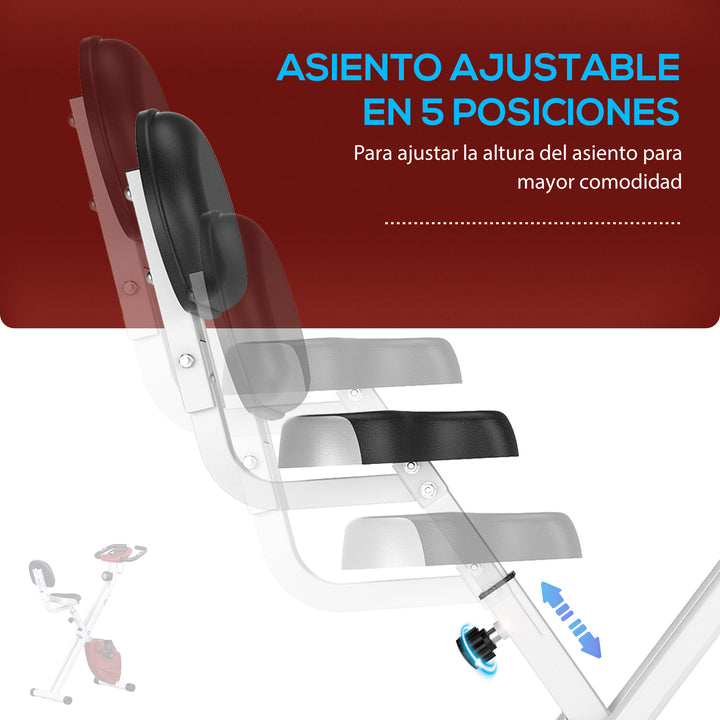 Bicicleta Estática Dobrável com assento ajustável Ecrã LCD Aço 43x97x109 cm Vermelho