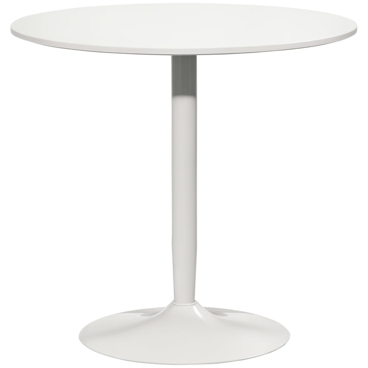 Mesa de Cozinha Redonda Mesa de Jantar Moderna para 2 Pessoas com Base de Aço e Almofadas Antiderrapantes Ø80x75 cm Branco