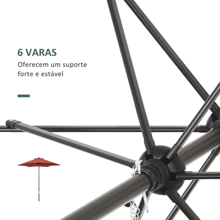 Chapéu de Sol de Jardim Ø2x2 m Chapéu de Sol com Mastro de Alumínio Manivela Teto com Ventilação Suporte de Fixação e Desmontável para Terraço Pátio Exterior Terracota