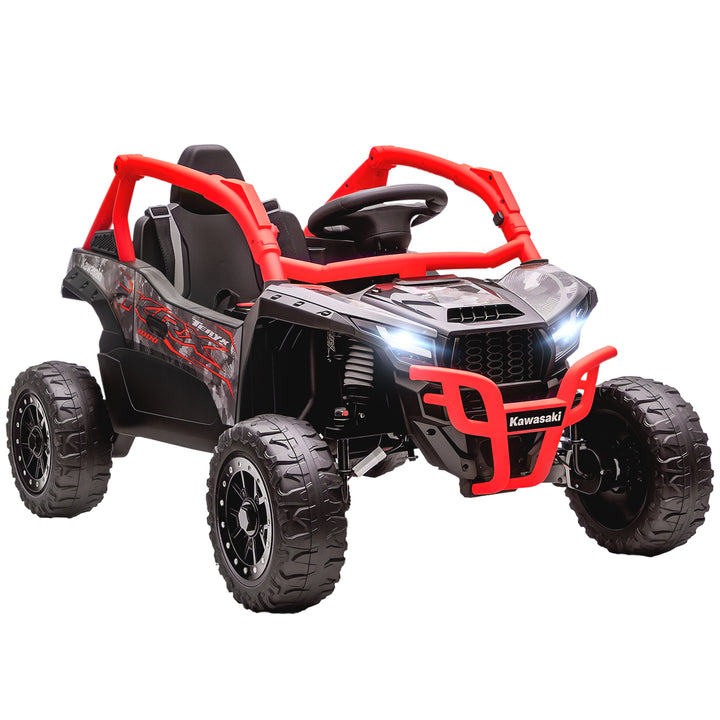 Carro Elétrico para Crianças 12V Kawasaki Teryx KRX 1000 Carro a Bateria UTV com 2 Motores Controlo Remoto 2,4G Suspensão Traseira Faróis USB para Crianças acima de 3 Anos 100x64x56 cm Vermelho
