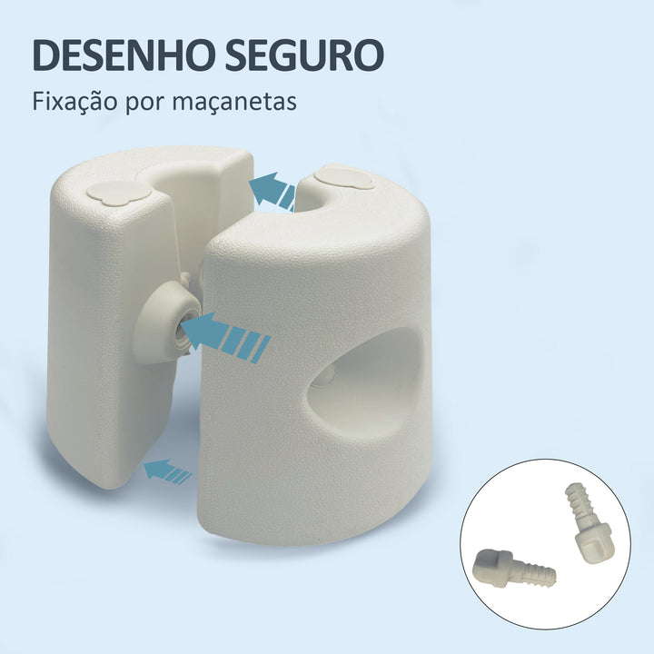 Conjunto de 4 Pesos para Tendas Dobráveis Suportes Enchivel com 9,5 kg de Água ou 12 kg de Areia com Maçanetas de Fixação Ø24x25,5 cm Branco
