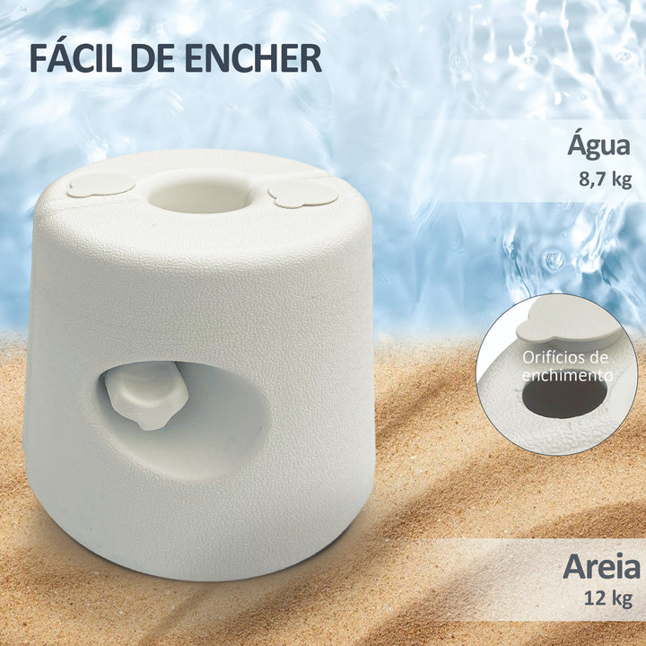 Conjunto de 4 Pesos para Tendas Dobráveis Suportes Enchivel com 9,5 kg de Água ou 12 kg de Areia com Maçanetas de Fixação Ø24x25,5 cm Branco
