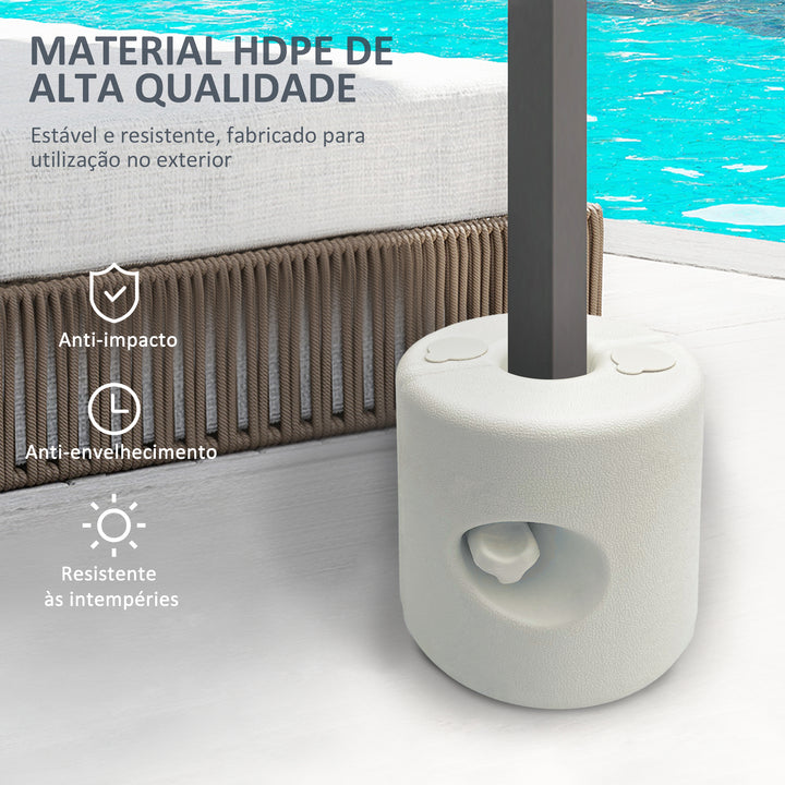 Conjunto de 4 Pesos para Tendas Dobráveis Suportes Enchivel com 9,5 kg de Água ou 12 kg de Areia com Maçanetas de Fixação Ø24x25,5 cm Branco