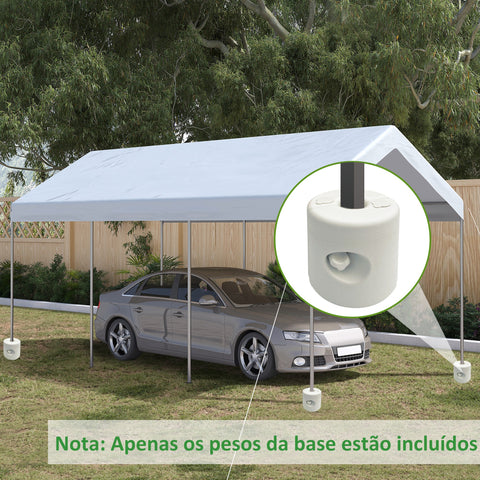 Conjunto de 4 Pesos para Tendas Dobráveis Suportes Enchivel com 9,5 kg de Água ou 12 kg de Areia com Maçanetas de Fixação Ø24x25,5 cm Branco