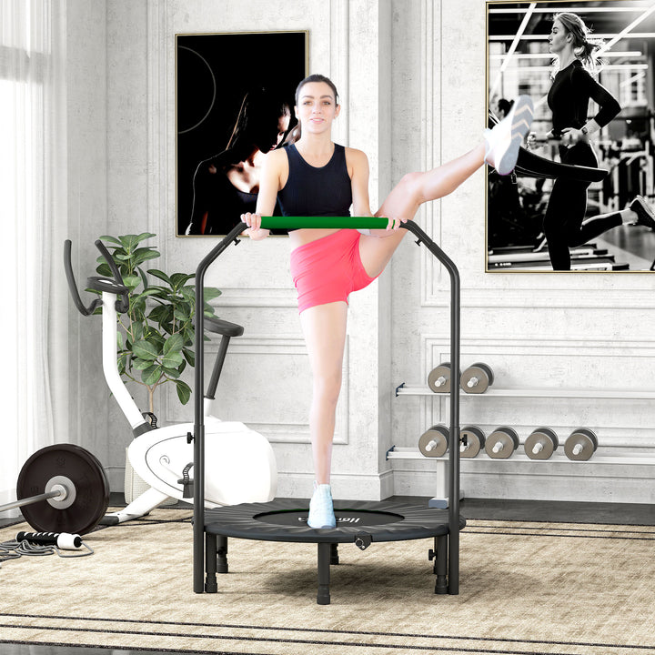 Trampolim Fitness Ø102 Trampolim Dobrável com Pega Ajustável em 4 Níveis Estrutura de Aço para Treino de Pernas Corpo em Casa Escritório Ginásio Verde