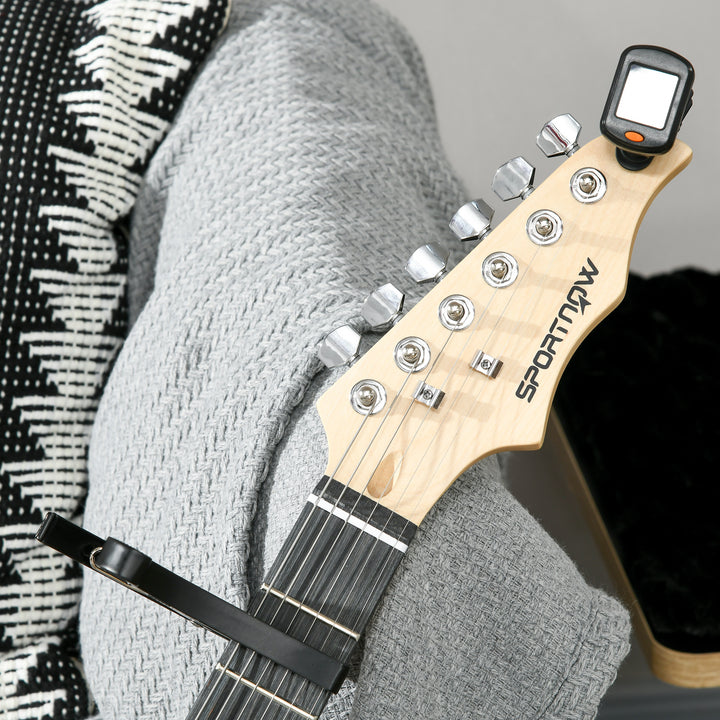 Kit Guitarra Elétrica de Iniciação Guitarra Elétrica com Amplificador de 15W Afinador Digital Cordas Correia 3 Palhetas e Saco de Transporte para Adultos e Adolescentes Preto