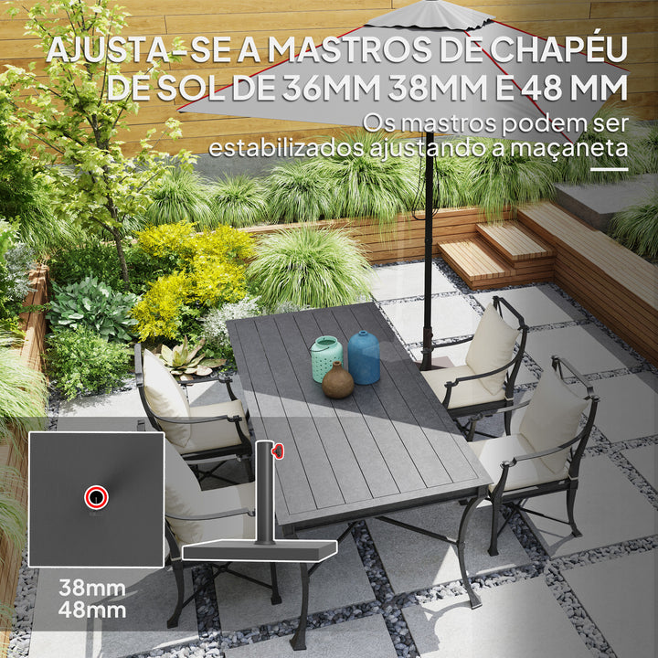Base para Chapéu de Sol de 14,5 kg Suporte para Chapéu de Sol Preenchido com Cimento para Chapéus de Sol com Mastro de Ø38/48 mm 44x44x30 cm Preto