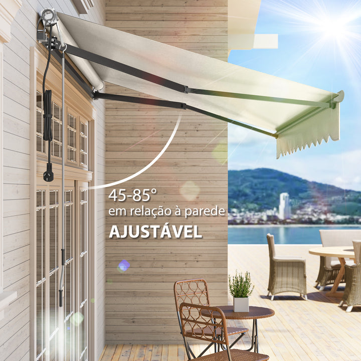 Toldo Elétrico Retrátil com Controlo Remoto 296x250 cm Toldo de Exterior Enrolável com Manivela Estrutura de Alumínio e Proteção UV30+ para Jardim Porta Janela Creme