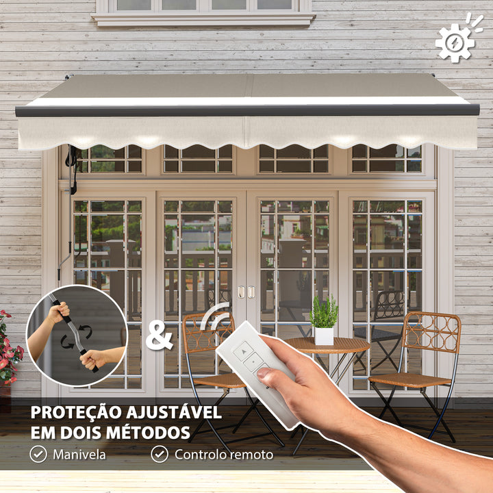 Toldo Elétrico Retrátil com Controlo Remoto 296x250 cm Toldo de Exterior Enrolável com Manivela Estrutura de Alumínio e Proteção UV30+ para Jardim Porta Janela Creme