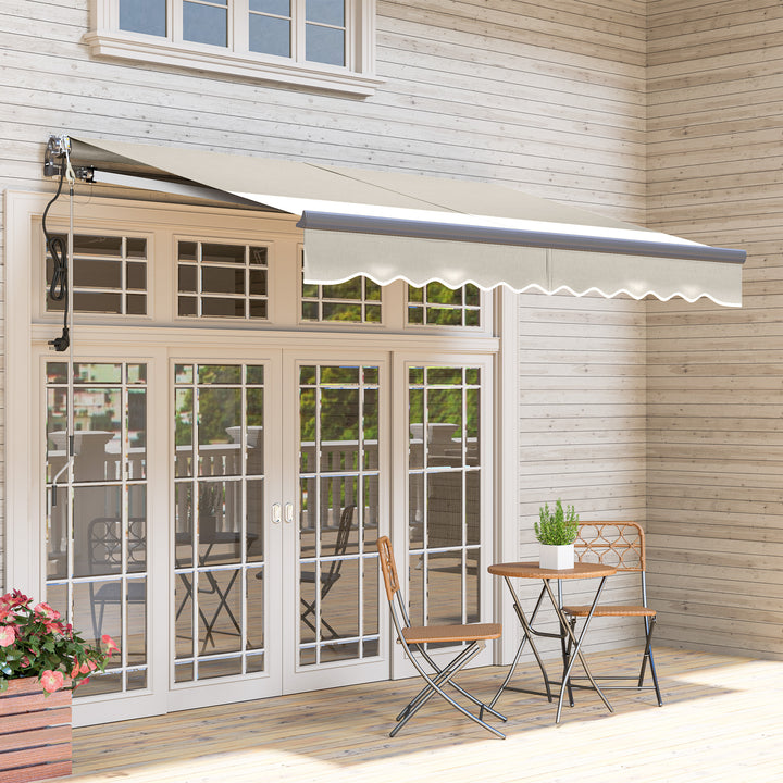 Toldo Elétrico Retrátil com Controlo Remoto 296x250 cm Toldo de Exterior Enrolável com Manivela Estrutura de Alumínio e Proteção UV30+ para Jardim Porta Janela Creme