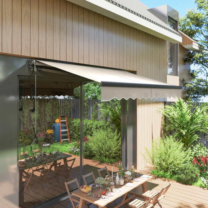 Toldo Elétrico Retrátil com Controlo Remoto 296x250 cm Toldo de Exterior Enrolável com Manivela Estrutura de Alumínio e Proteção UV30+ para Jardim Porta Janela Creme