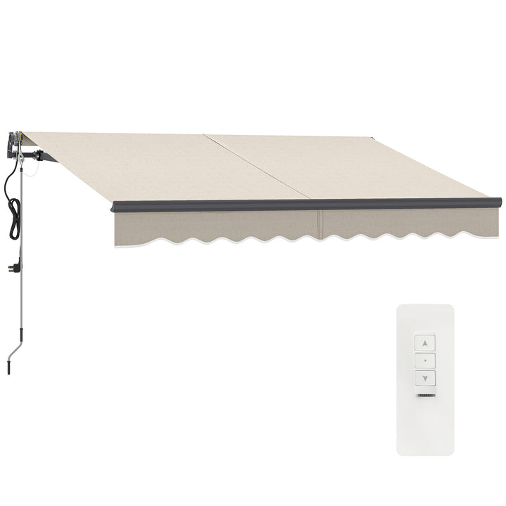 Toldo Elétrico Retrátil com Controlo Remoto 296x250 cm Toldo de Exterior Enrolável com Manivela Estrutura de Alumínio e Proteção UV30+ para Jardim Porta Janela Creme