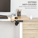 Secretária Elétrica de Pé com Ajuste Elétrico de Altura e 4 Teclas de Memória para Casa Escritório 140x70x72-116 cm Branco e Natural