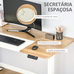 Secretária Elétrica de Pé com Ajuste Elétrico de Altura e 4 Teclas de Memória para Casa Escritório 140x70x72-116 cm Branco e Natural