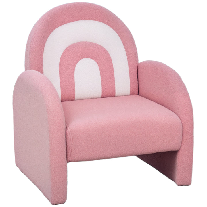 Poltrona para Crianças com Encosto em Forma de Arco-Íris Sofá para Crianças de 18-96 Meses Tecido Suave em Borrego Apoios de Braço Carga 45 kg 45x41x52 cm Rosa