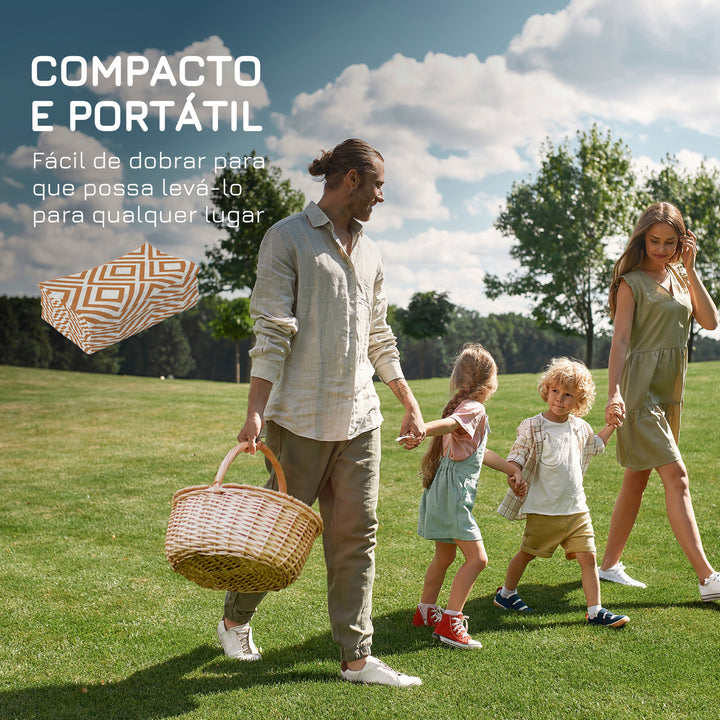 Tapete de Exterior 182x274cm Tapete Reversível de Plástico Impermeável para para Varanda Pátio Campismo Praia Marrom e Branco