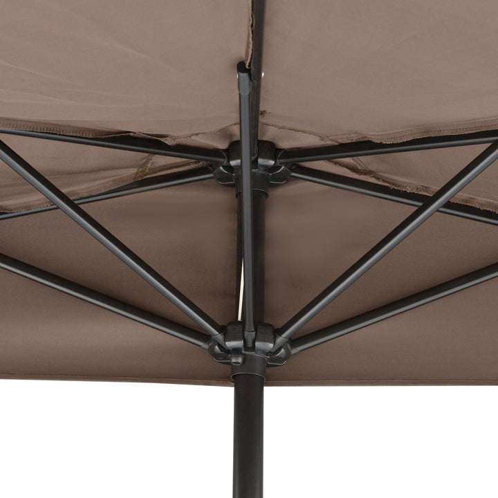 Chapéu de Sol Semicircular 269x138x236cm Chapéu de Sol à Manivela para Jardim Terraço Pátio Piscina Café