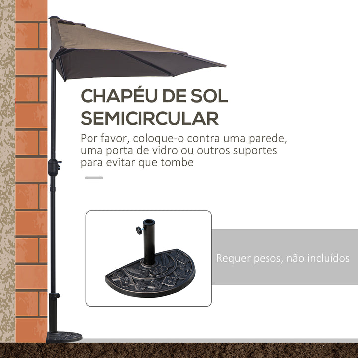 Chapéu de Sol Semicircular 269x138x236cm Chapéu de Sol à Manivela para Jardim Terraço Pátio Piscina Café