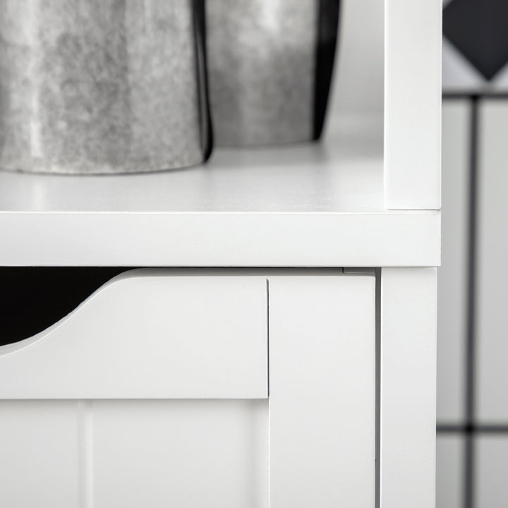 Armário Casa de Banho Estreito com 3 Gavetas e 2 Prateleiras Abertas Coluna de Casa de Banho Estilo Moderno para Sala Casa de Banho Cozinha 30x30x141,6 cm Branco