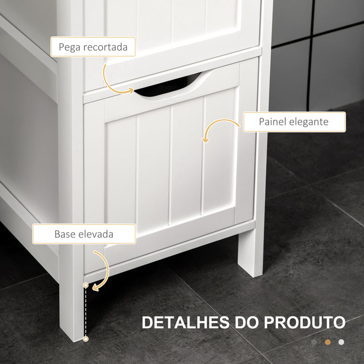 Armário Casa de Banho Estreito com 3 Gavetas e 2 Prateleiras Abertas Coluna de Casa de Banho Estilo Moderno para Sala Casa de Banho Cozinha 30x30x141,6 cm Branco