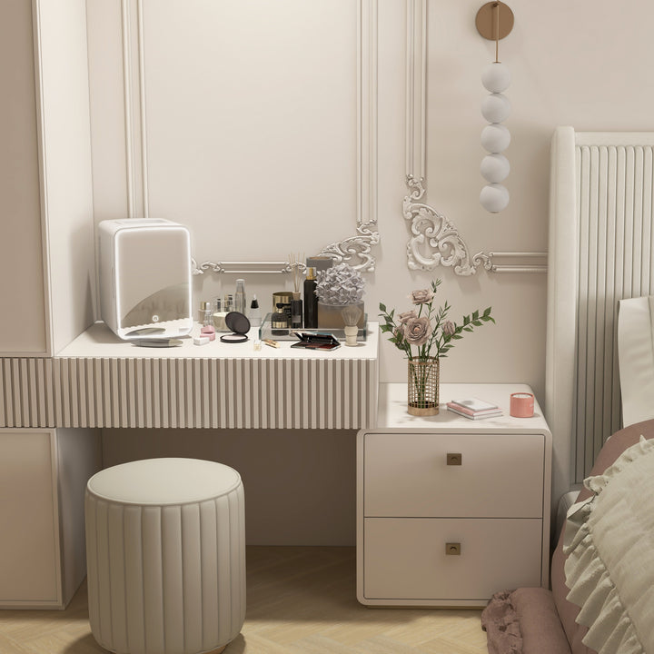 Mini Frigorífico para Cosméticos 10L Frigorífico Pequeno Silencioso 12V/240V para Arrefecer e Aquecer Espelho com Luzes LED Reguláveis para Maquilhagem Bebidas 23,5x28x34 cm Branco