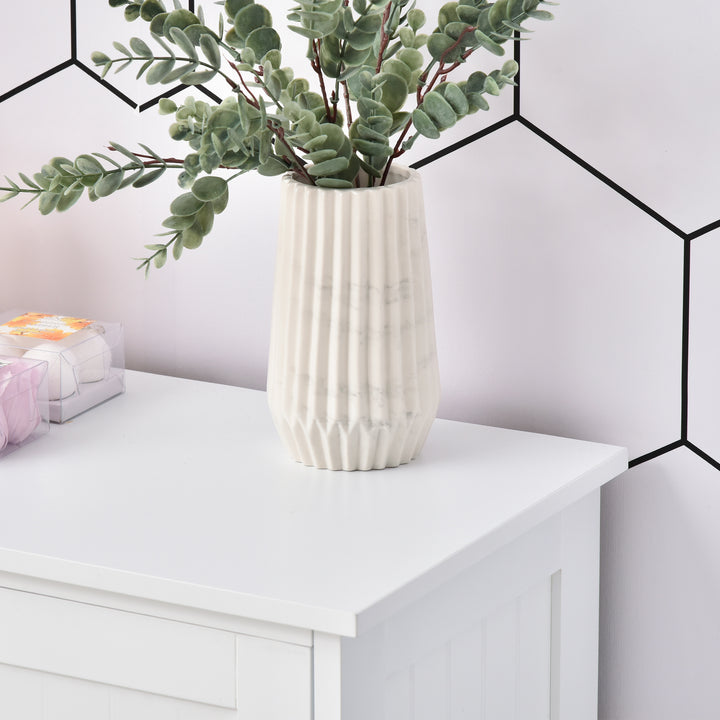 Armário de madeira para o banheiro ou entrada de móveis de madeira moderno organizador 1 portas e 4 gavetas Cor Branco 56x30x83 cm