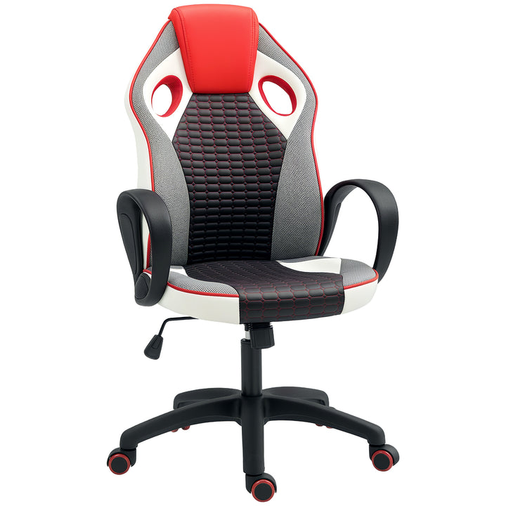Cadeira Gaming com Altura Ajustável Cadeira Gamer em PU e Malha Transpirável Suporte Lombar e Apoio para a Cabeça para Casa Escritório Estudio 60,5x67x107,5-116,5 cm Multicor