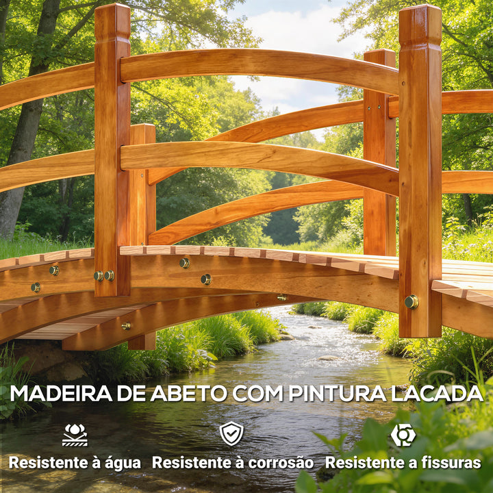 Ponte de Madeira com Corrimão Ponte de Jardim para Decoração para Pátio Carga Máxima 200 kg 185x72x58 cm Madeira