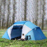 Tenda de Campismo Familiar para 4-6 Pessoas Tenda de Campismo Dobrável com Bolsa de Transporte Impermeável para Praia Parque 430x240x170 cm Azul e Branco