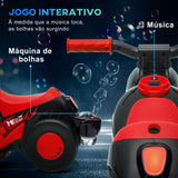 Mota Elétrica para Crianças Acima de 2 Anos Mota a Bateria para Crianças 6V com Função de Fazer Bolhas Farol Música Motocicleta para Crianças com Velocidade 3km/h Carga 30 kg Vermelho