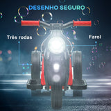 Mota Elétrica para Crianças Acima de 2 Anos Mota a Bateria para Crianças 6V com Função de Fazer Bolhas Farol Música Motocicleta para Crianças com Velocidade 3km/h Carga 30 kg Vermelho