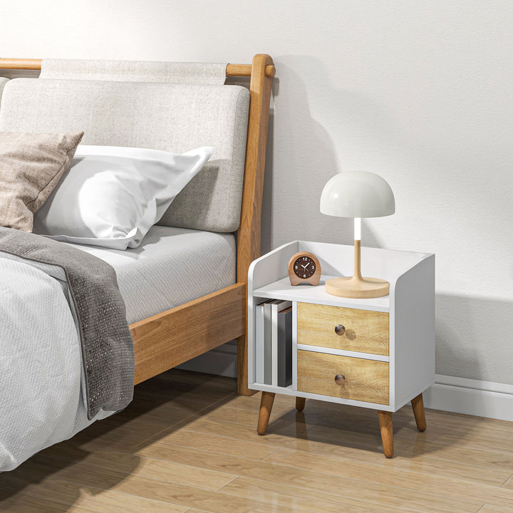 Mesa de cabeceira Nórdico com 2 gavetas e 1 prateleira 43x30x49 cm Branco